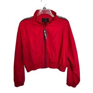 Iris Red Cropped Full Zip Bomber Windbreaker Size XL Savage Light Hip Hop Jacket